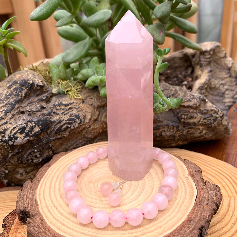 3 Piece Rose Quartz Set