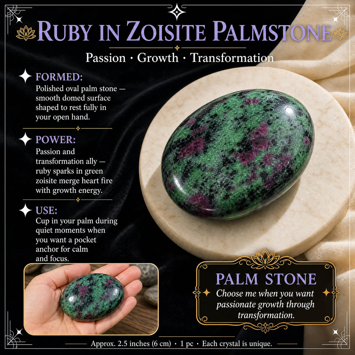 Rubis en pierre de palme zoisite