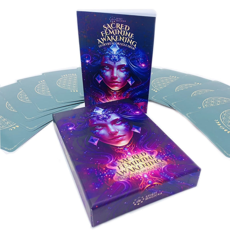 🌙 Sacred Feminine Awakening 13 Oracle Card Deck + Mini Gemstones