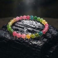 Collectors Rare Watermelon Tourmaline Gemstone Mala Bracelet