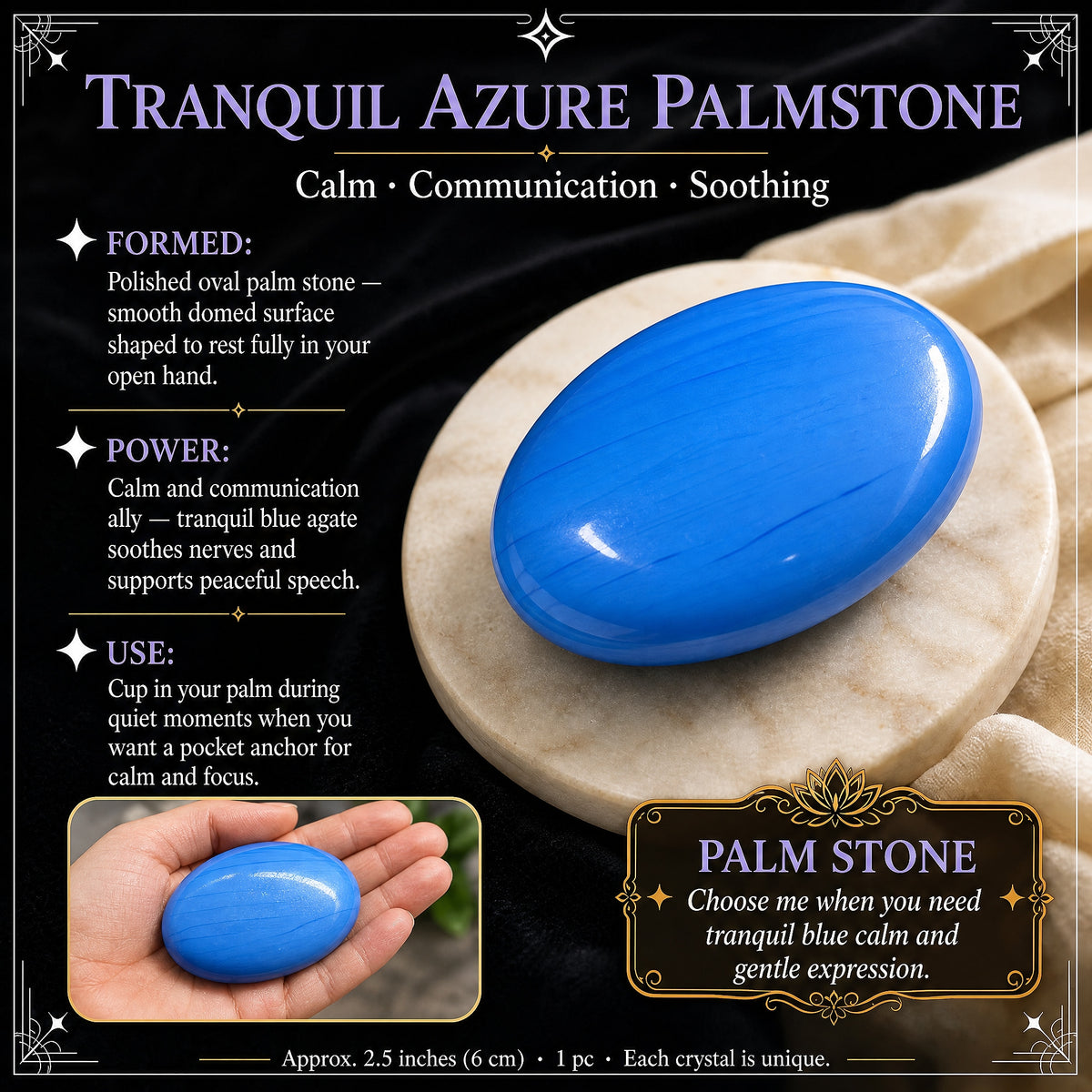 NANCY TRAVAILLANT SUR Blue Agate Palmstone