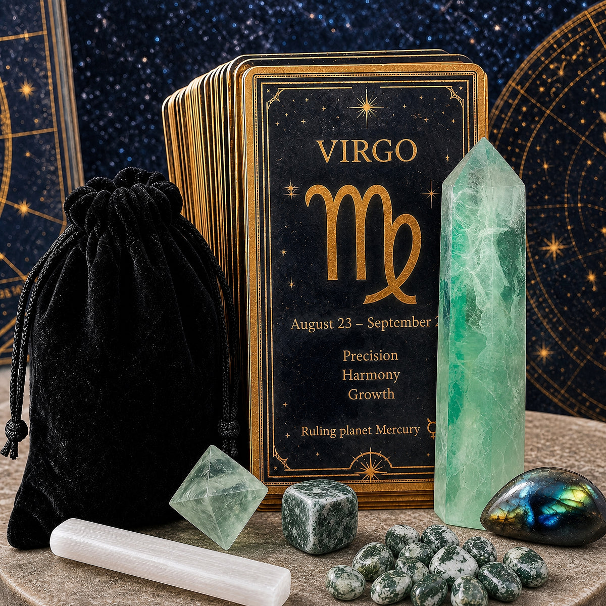 ♍ Vierge - 23 août - 22 septembre - Ensemble Zodiac Crystal Fusion avec pochette