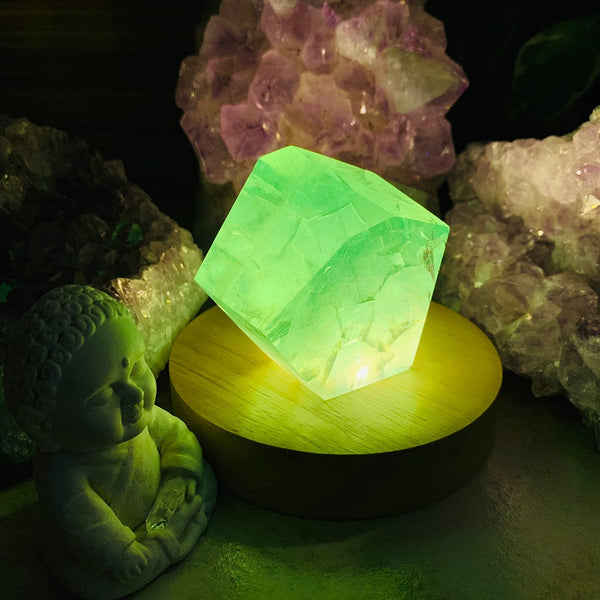 Luz ambiental de cristal (fluorita verde)